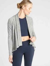 Athleta Nirvana Wear Two Ways Wrap Size S Marl Gray Heather Open Front Yoga