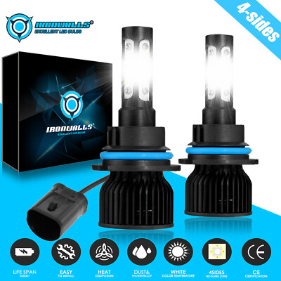 4-sides 9004 HB1 LED Headlight Super Bright Bulbs 6500K 1800000LM High/Low Beam