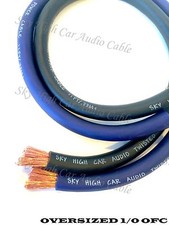 20 ft OFC 1/0 Gauge Oversized 10' BLUE  10' BLACK Power Ground Wire Sky High