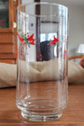 Poinsettias & Ribbons Tumblers (pair) 12 oz. Bottle Bottom  Glass Tienshan Red! — photo 10