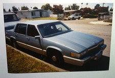 Vintage 2000s Photo Blue Silver Cadillac Car Wire Wheels Parked In California
