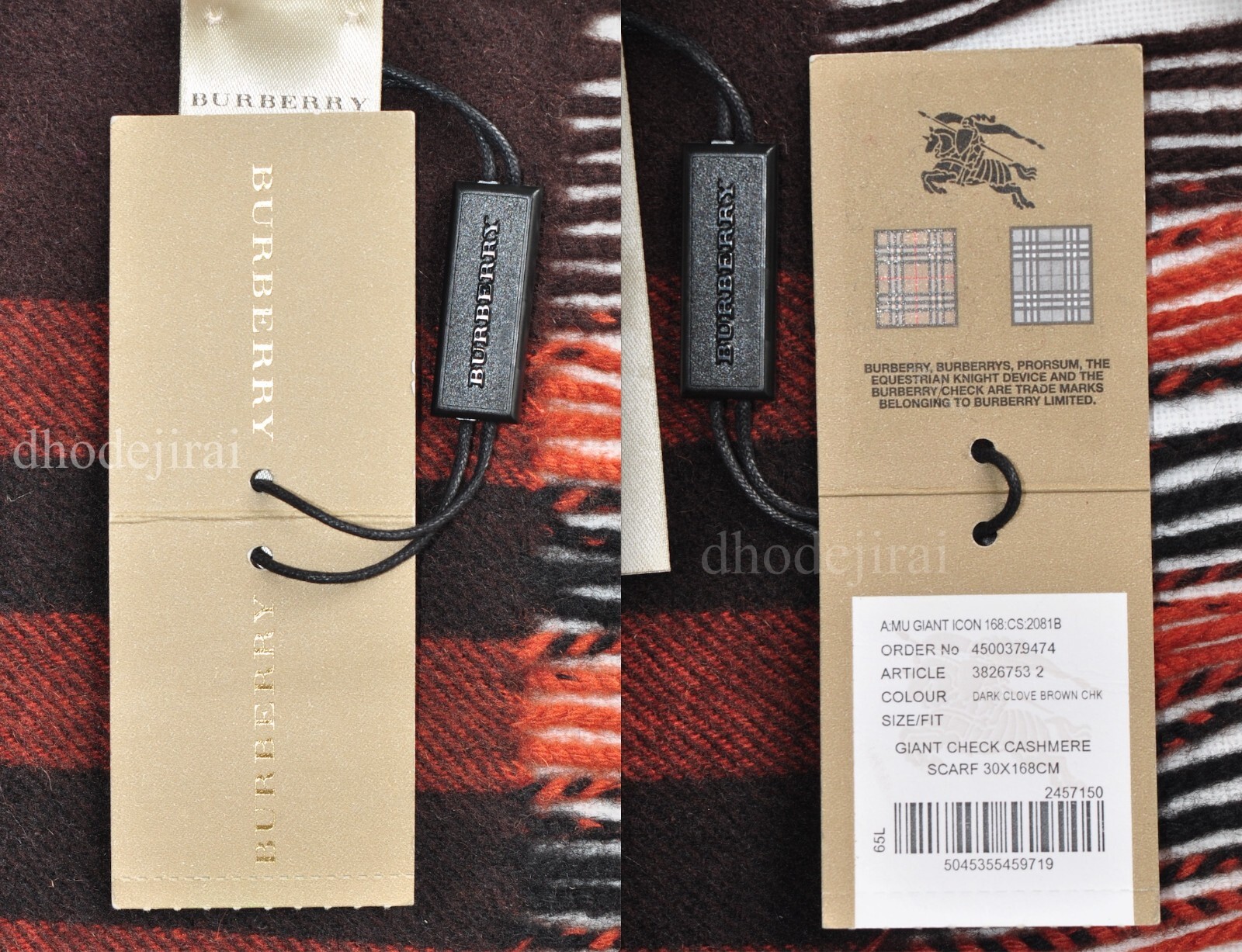 $960 Authentic BNWD BURBERRY  Check Cashmere Mens/Womens Scarf Dark Clove Brown image 8