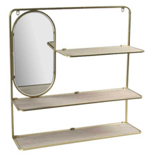 MENSOLA DA PARETE CON SPECCHIO PIEGHEVOLE BACHECA LIBRERIA METALLO  70*16*70cm