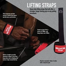 Black/Red Lifting Straps Pair Padded Wrist Power Grip Deadlift Rod Gym Training