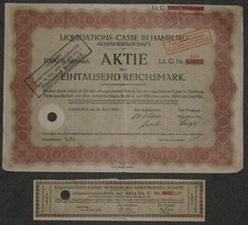 Liquidations-Casse in Hamburg Aktiengesellschaft 1925 1000 RM Lit. C mit Talon