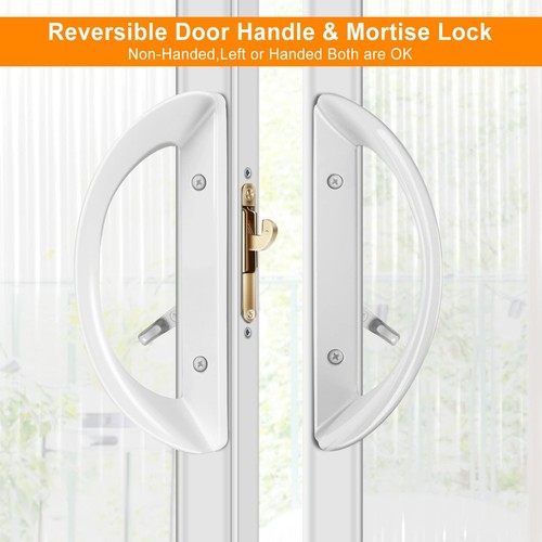 Set Maniglie per Porta da Patio Scorrevoli con Serratura Serrature per Porta in Vetro Scorrevole con Chiave e... - Foto 4 di 7