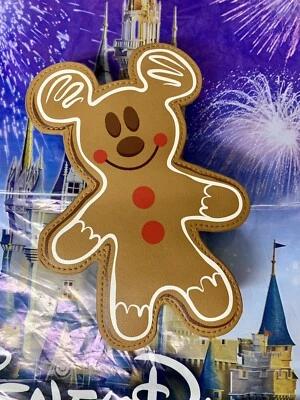 New Disney Parks Mickey Mouse Gingerbread Man Zip Coin Purse Christmas Holiday - Image 1 of 3