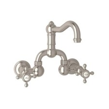 Rohl Acqui Widespread Two Handle Bridge Bathroom Faucet In Satin Nickel Finish