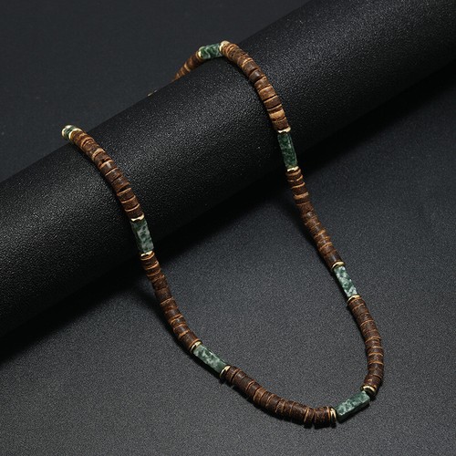 Collar con cuentas de cáscara de coco geométrico tribal étnico bohemia para hombre joyería - Imagen 15 de 115