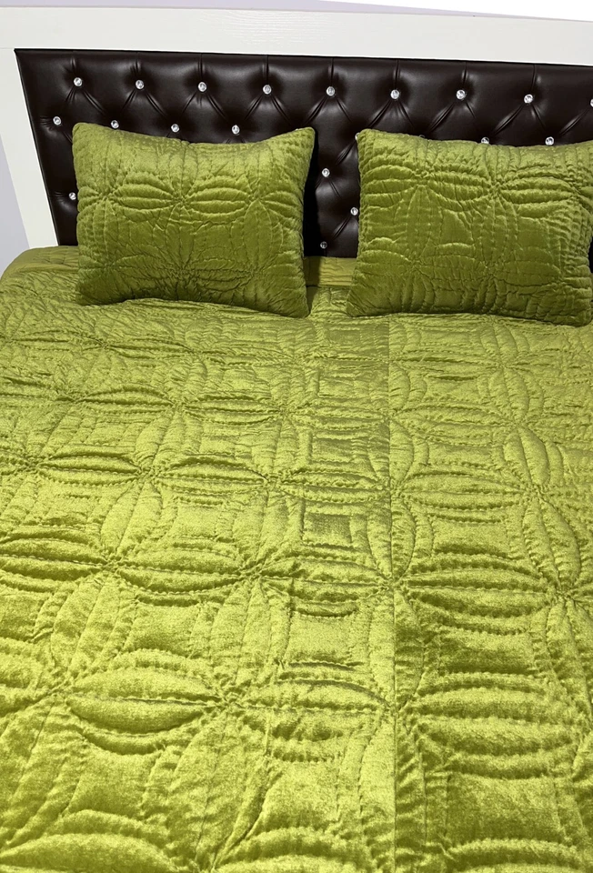 Olive Green velvet quilt king velvet blanket velvet comforter queen bedding set - Image 2 of 4