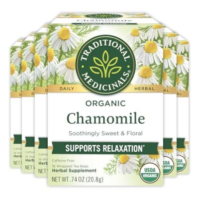 Organic Chamomile Tea Herbal Power Pack of 6 Caffeine Free Digestive Support