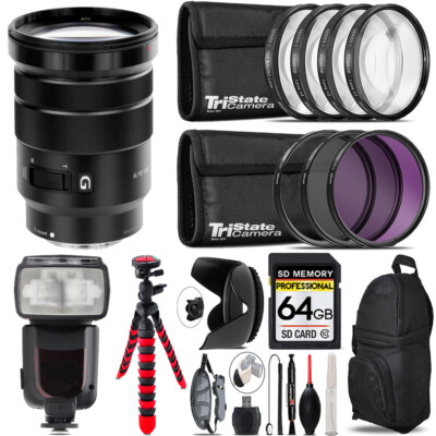 Sony E PZ 18-105mm f/4 G OSS Lens +7 Piece Filter & More - 64GB Kit