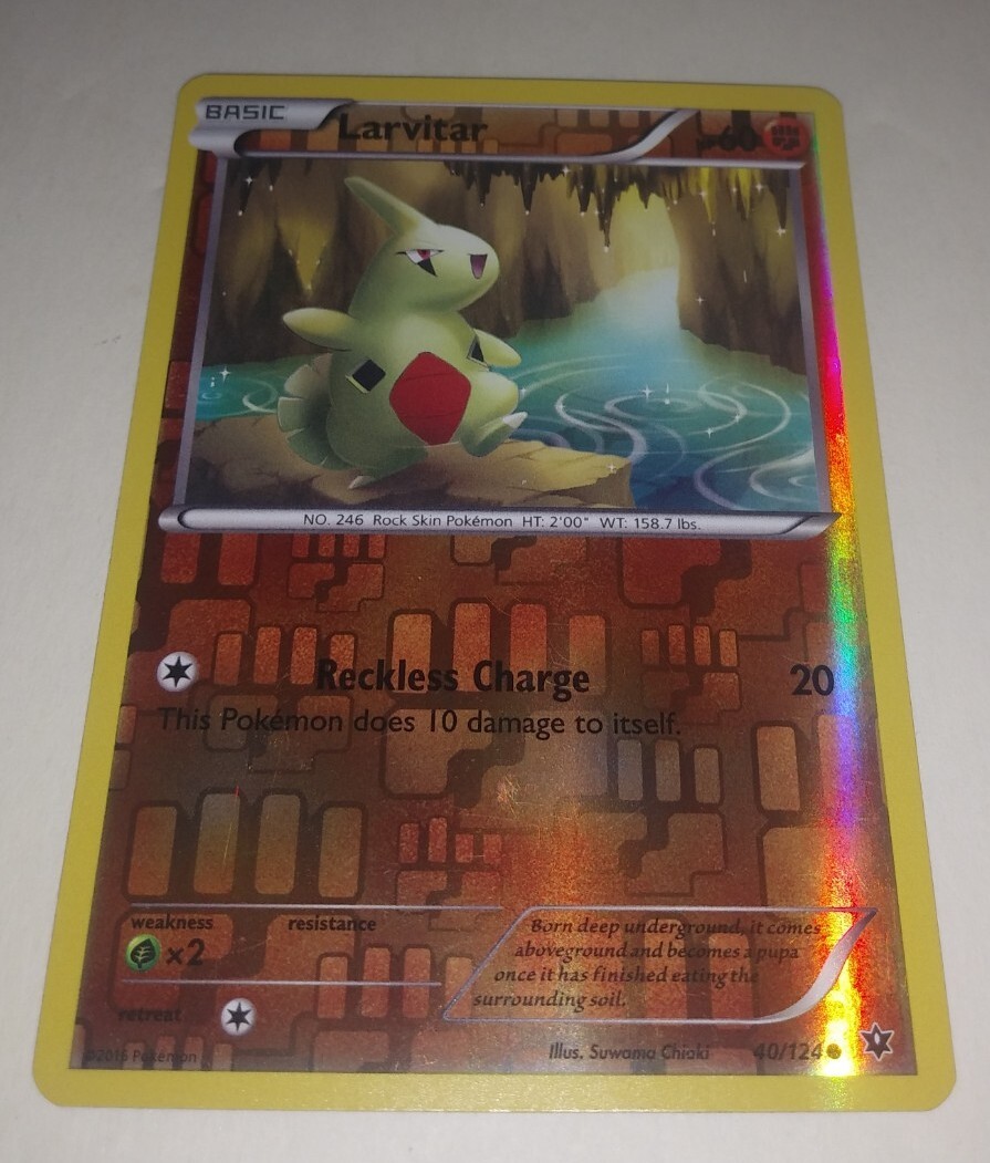 Pokemon Card Larvitar Fates Collide 40/124 NEAR MINT NM Reverse Holo Common TCG