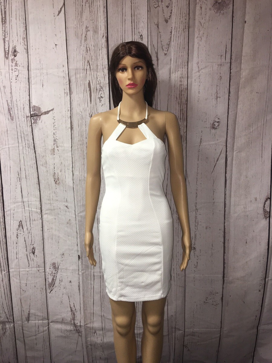 easel women's white halter dress with gold neck plate size options | eBay easel women's white halter dress with gold neck plate size options | eBay