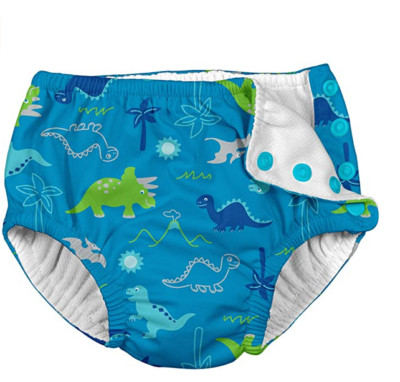 Iplay Baby Snap Reusable Absorbent Swimsuit Diaper Dinosaurs Blue Size 3T 4023