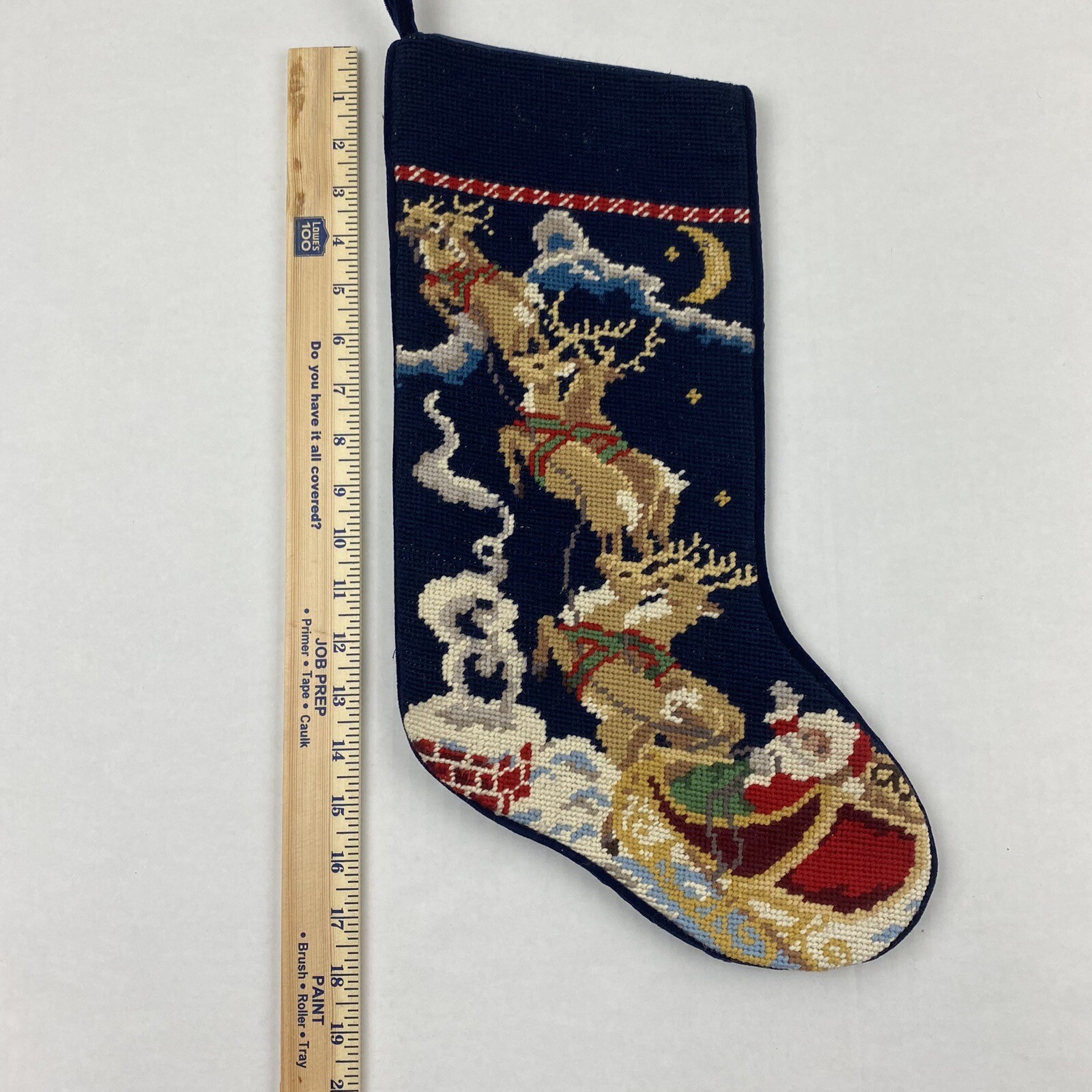 Lands End Needlepoint Stocking Night Before Christmas Santa Reindeer eBay