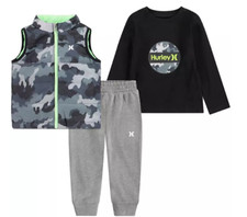 Hurley Toddler Boys' 3 Piece Puffer Vest Set