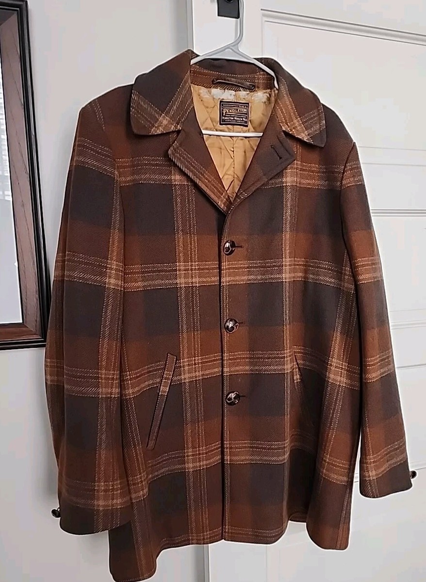 Vintage 70s Pendleton Wool Jacket Top Coat Plaid Quilted Vintage 70s Pendleton Wool Jacket Top Coat Plaid Quilted