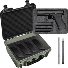 Pistol Case for 2 Handguns – TSA Approved Hard Shell Gun Case with Triple-Layer