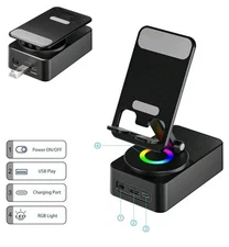 Cell Phone Stand with Wireless Bluetooth Speaker, LED, Anti-Slip Base HD...