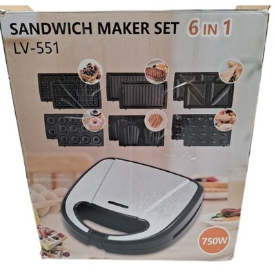 OKYUK Sandwichmaker mit 6 wechselbaren Platten, 750W Sandwichtoaster Waffeleisen