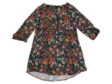 Torrid Floral Zipper Front Tunic Dress Plus Size 2 2X Boho Pockets Roll Tab