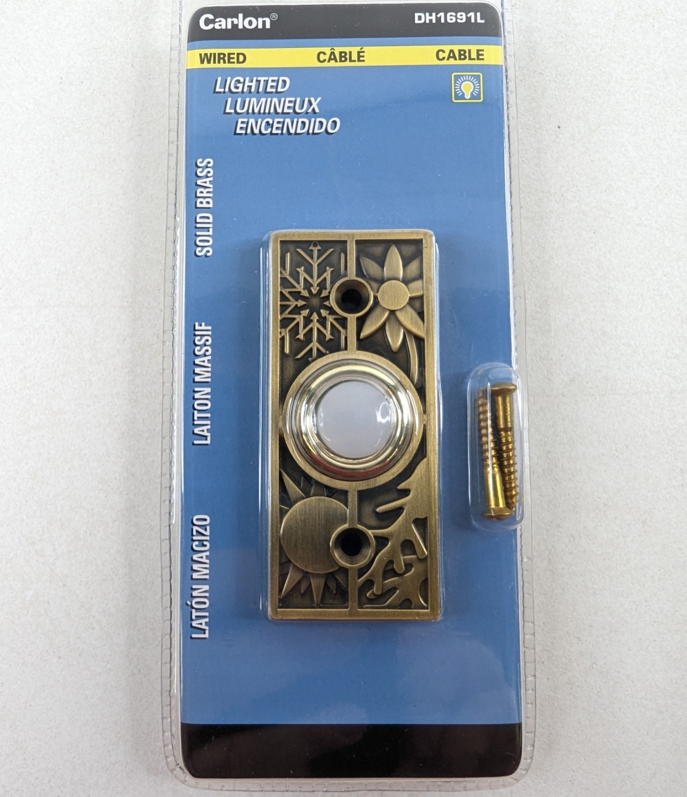 Thomas & Betts Carlon Door Bell Push Button DH1691L White Brass - New
