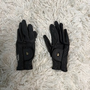 Size 5 Black Roeckl Leather Horseback Riding English Gloves