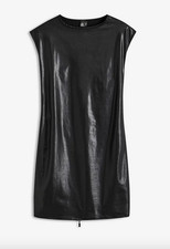 Kleid in Wet-Look-Optik mit Reißverschluss Gr 44/46 Schwarz Minikleid Dress Neu*