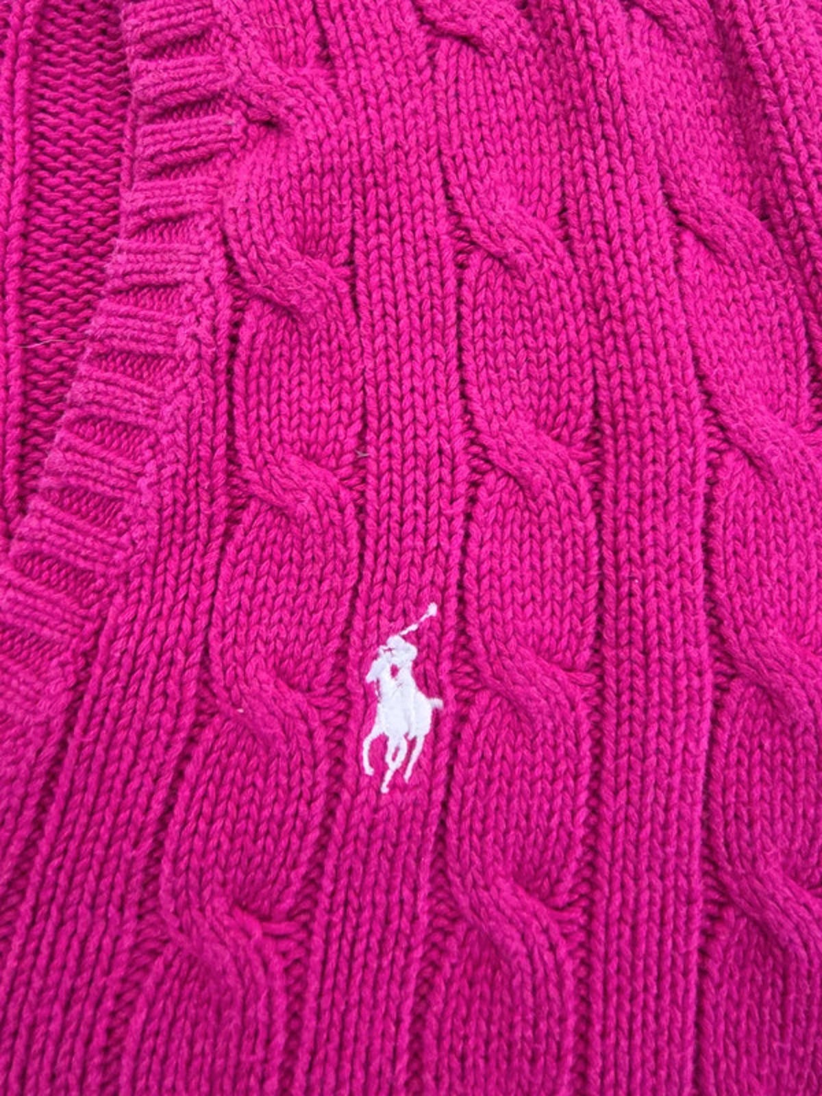 Women’s Pink Ralph Lauren V Neck Cable Knit Jumper Size Small image 2
