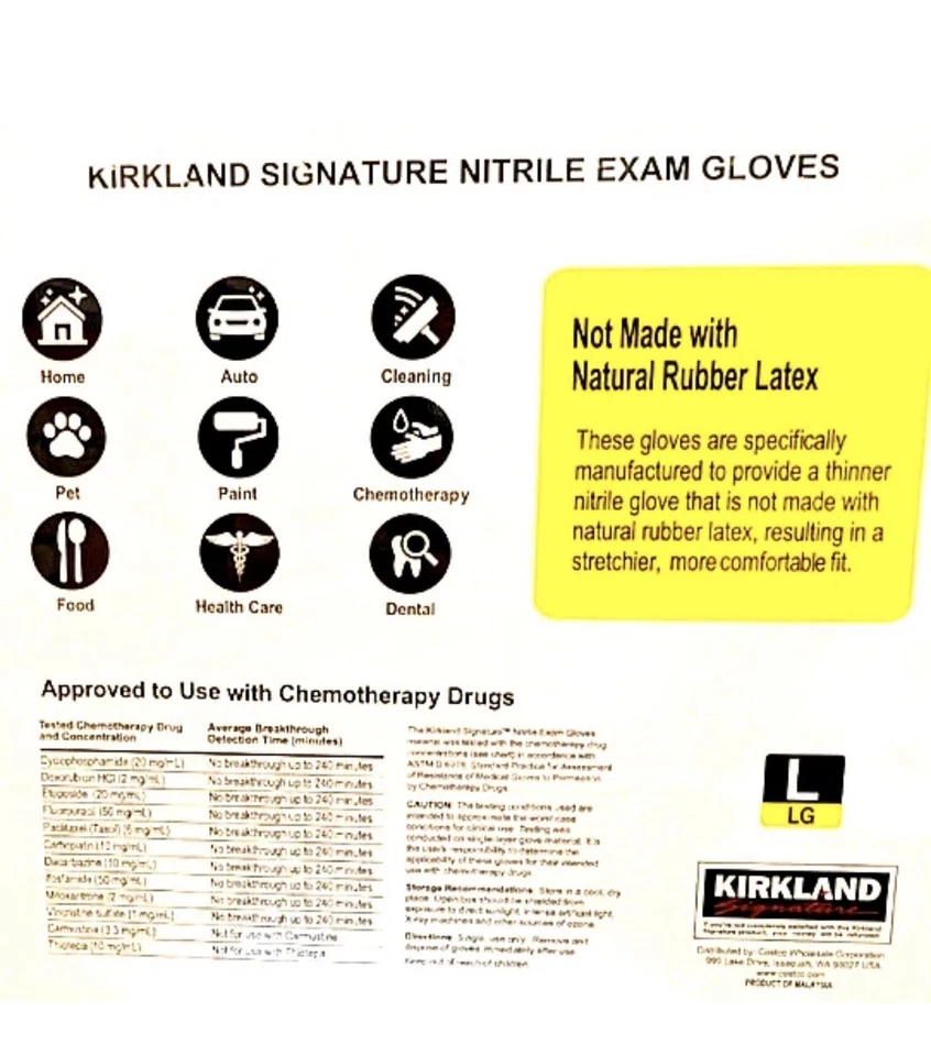 Kirkland 签名丁腈考试手套 大号 2x200 计数盒 总计 400 EXP 03/28 — 第 2/4 张图片