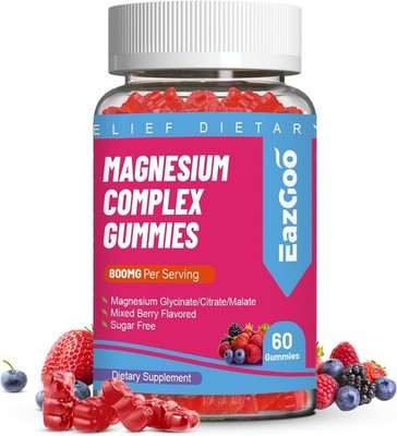 Magnesium Gummies 800mg - Vitamin D3, C, B6, B12 & Zinc Complex with Magnesium G