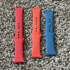 Apple Watch Compatible Silicone Strap Bands Lot of 3 - Red Orange Blue