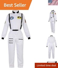 Womens Astronaut Costume Adult Space Flight Jumpsuit for Halloween Cosplay
