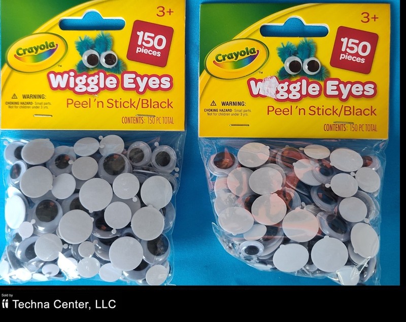 Crayola Wiggle Eyes Crafts, Peel 'n Stick, 150 Pieces per Pack, 2 Packs