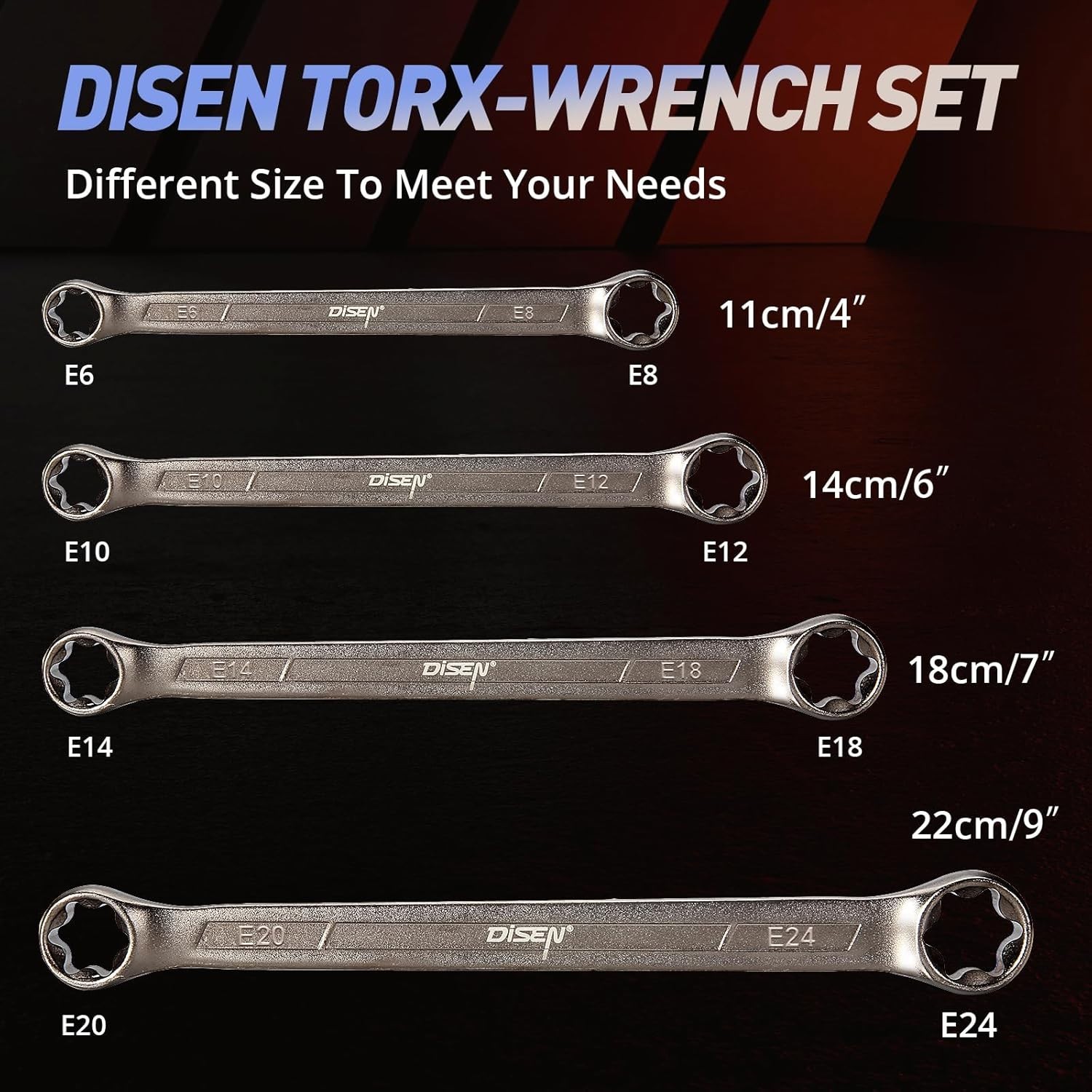 E-Torx Double Box Wrench Set E6-E24 Repair Hand Tools 4 Pcs - Free Import Fees