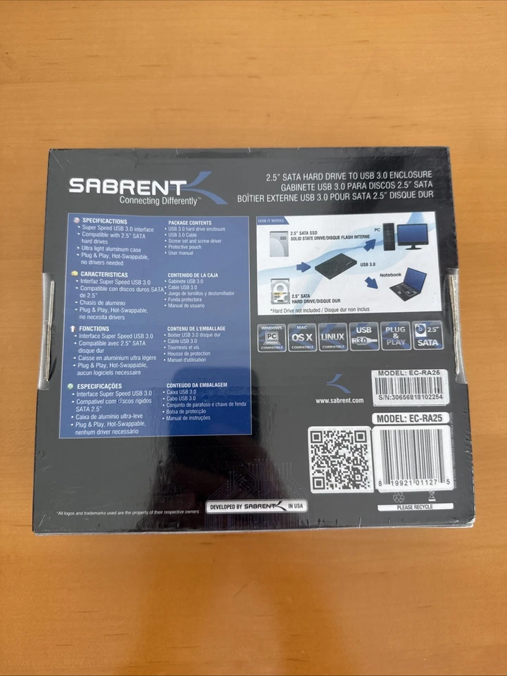 Sabrent SATA 2.5 Inch Hard Drive/SSD To USB 3.0 Enclosure - Image 2 of 4
