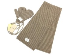 HERMES Baby Scarf and Glove Set Beige 100 Cashmere Soft Luxurious Baby Accessor