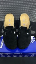 Birkenstock Boston Suede Soft Footbed Unisex Slip-Ons Clog-Black EU37-45