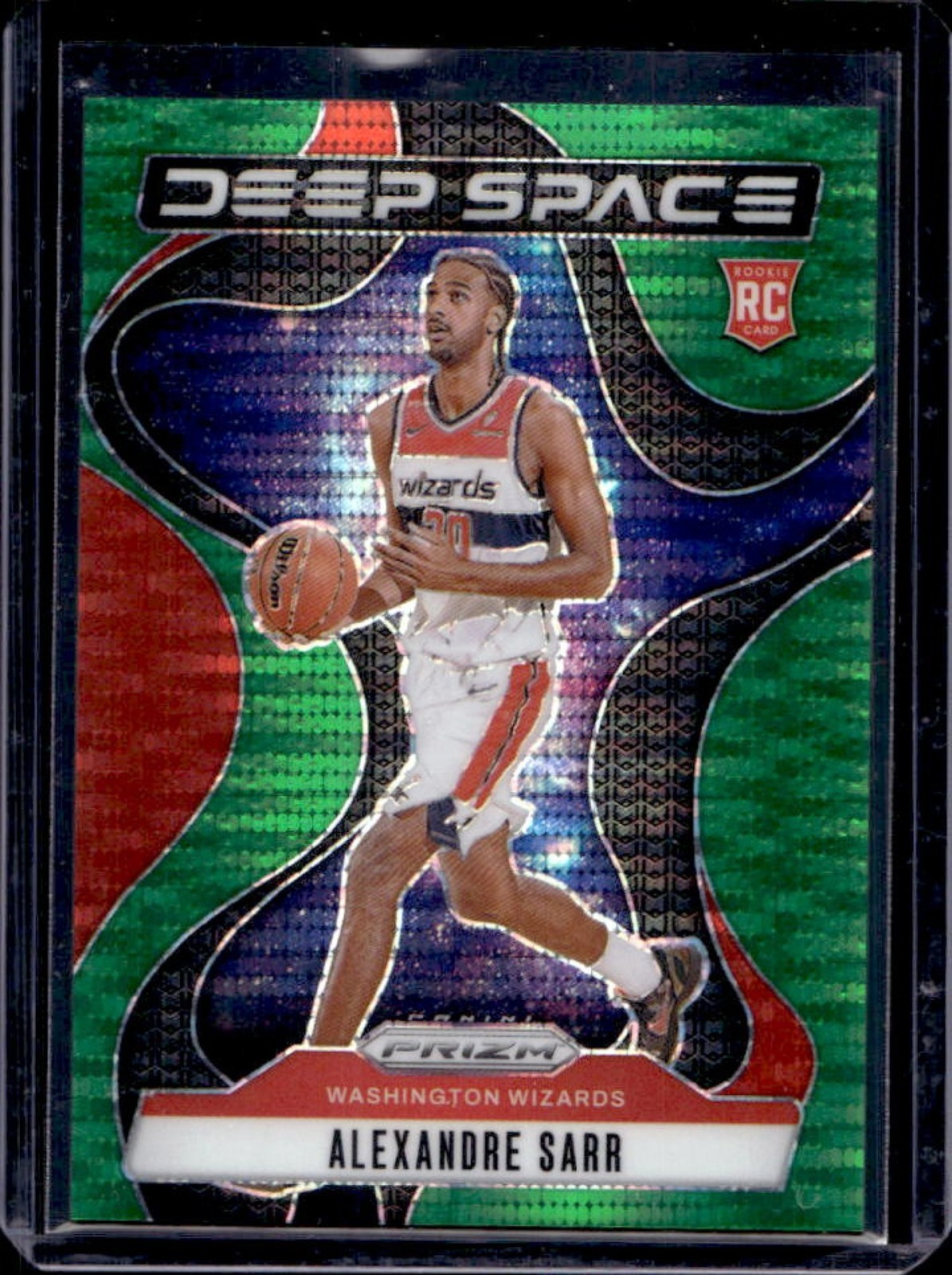 2024-25 Prizm Alexandre Sarr Deep Space RC Green Pulsar #/25 Wizards