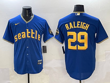 Cal Raleigh 29 MEN All Stitched Jersey Royal/Green S-3XL