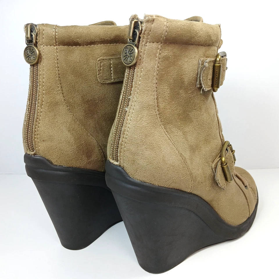 Vera Wang Simply Vera Zapatillas de cuña con cordones y cremallera lateral Botines para mujer 6M Foto 3 de 4