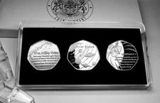 Trio of SPACE Silver Commemorative Coins. Solar System, Milky Way, Voyager 1