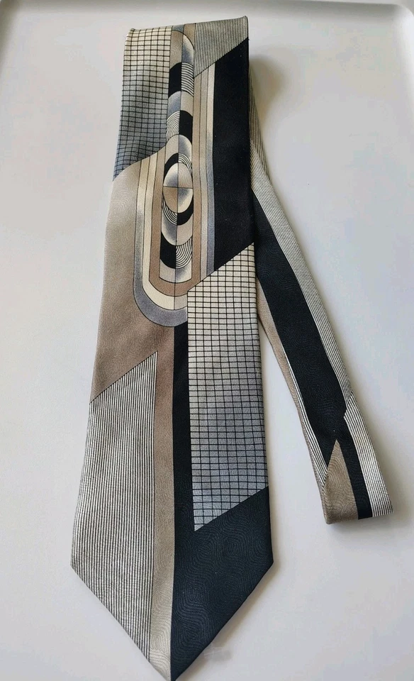 Corbata vintage de seda Carlos Palazzi Couture para hombre. Usado en muy buen estado. Gris negro tostado Foto 2 de 4