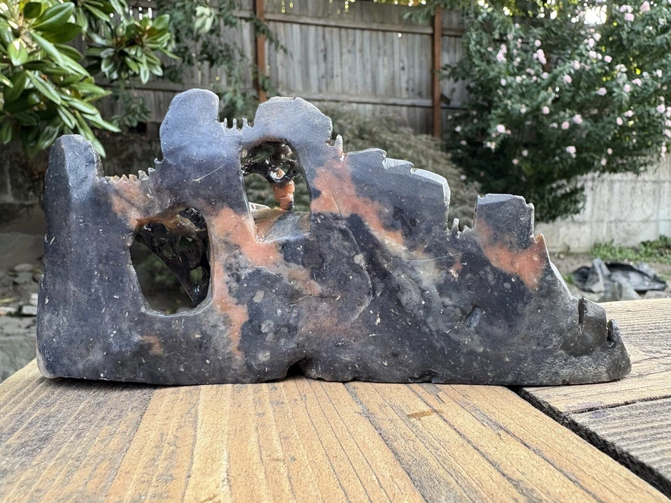 Резная азиатская щетка из мыльного камня с чернилами для стиральной машины лоток для безделушек винтажная красота - Изображение 3 из 4