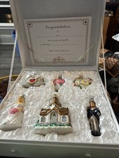 Old World Christmas Set of 6 Blown Glass Wedding Ornaments in Keepsake Satin Box