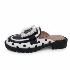 Betsey Johnson Women's US 6 Grayce Embellished Buckle Slip-On Loafers Polka Dot