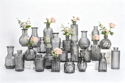 24 PCS Black Mini Clear Glass Bud Vases Wedding Centerpieces Table Decoration