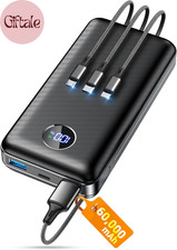 Portable Charger Power Bank, 60000Mah Battery Pack with 3 in 1 Usb-C/Ios/Micro-U