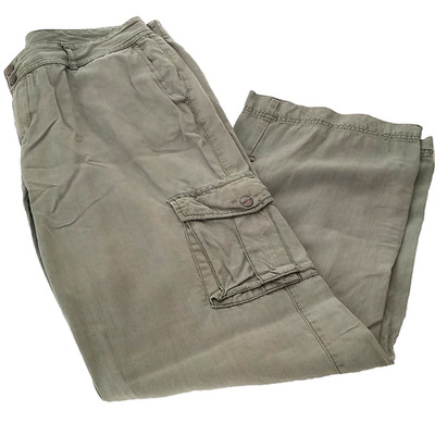 COLDWATER CREEK Olive Green Tencel Rayon Cargo Adjustable Length Pants 12